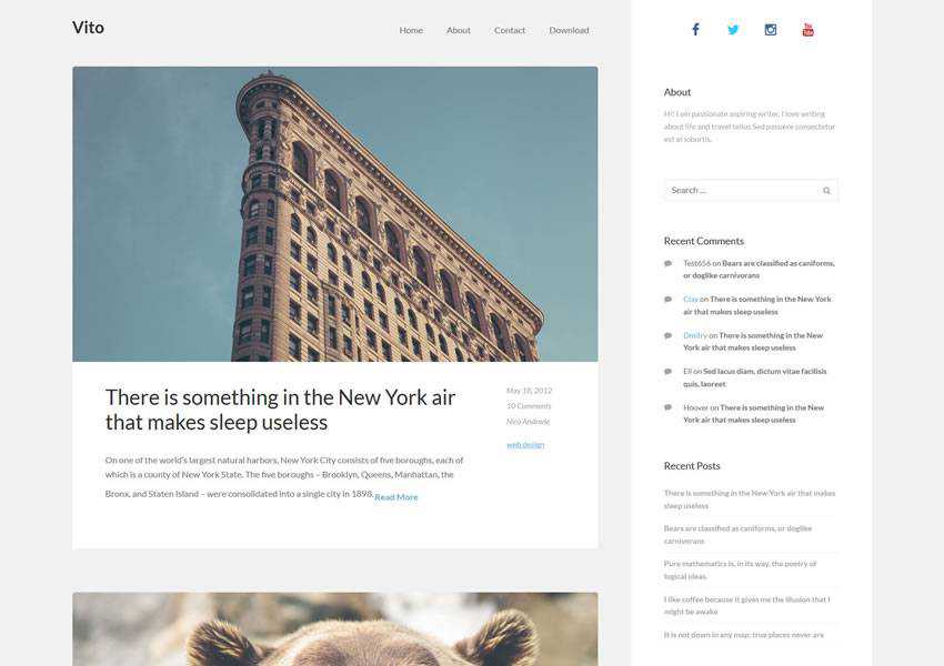 vito clean Бесплатная тема WordPress WP Адаптивный блог Минималистичный дизайн Минималистичный Легкий